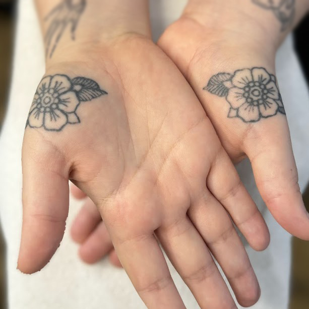 healed palm tattoo