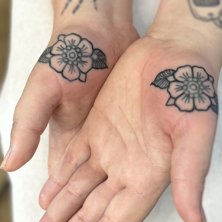 healed palm tattoo & touch-ups